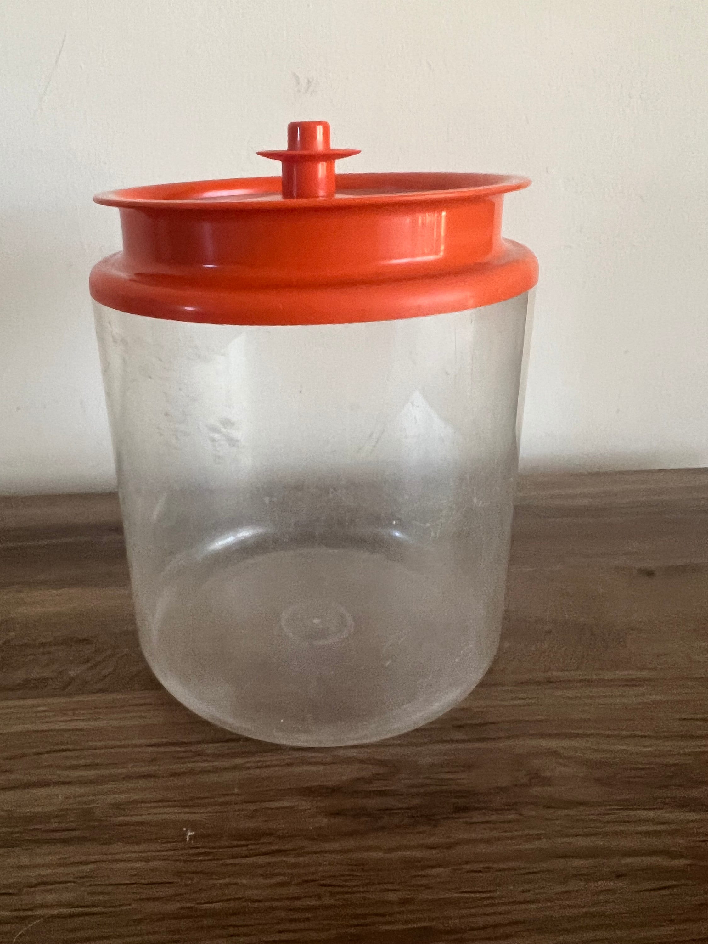 Vintage Tupperware Canister, Orange Lid, 13.5 Cups 3.2 Liters Clear Storage  Container 