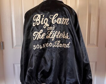 Vintage Satin Jacket XXXL: Chainstitch Big Cam & The Lifters Band