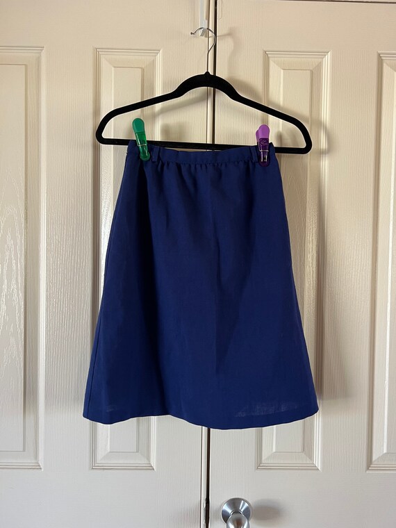 Vintage womens skirt, XS, blue a-line 60s knee le… - image 3