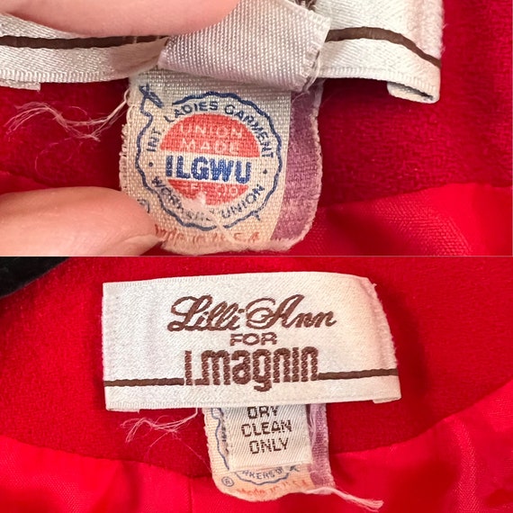 vintage Lilli Ann for I. Magnin red dress or coat… - image 9