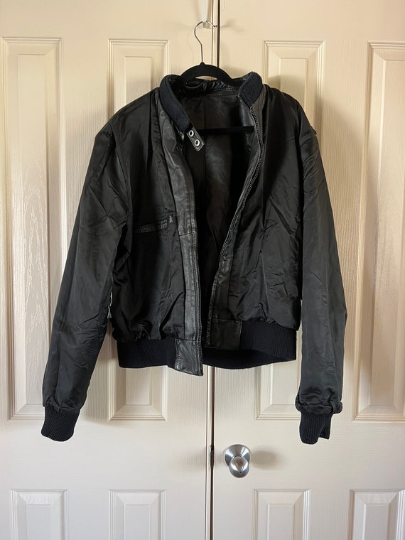 Vintage 80s black leather moto jacket, members on… - image 7