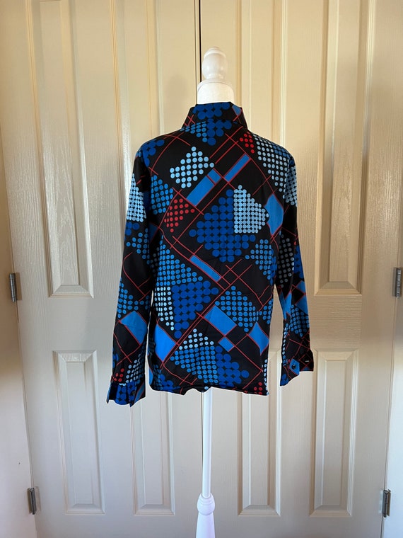 70s long sleeve button down top sized medium, pol… - image 3