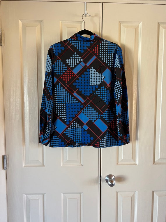 70s long sleeve button down top sized medium, pol… - image 4