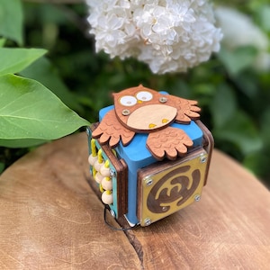 Busy Cube Wooden Motor Skills Cube Montessori Sensory Toy