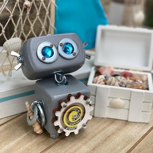 Busy Wooden Robot | Sensory Wooden Toy | Steampunk Decor | College Student Gift | Desk Decor | Robot Toy