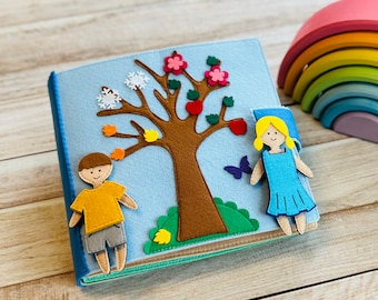 Rustig Boek Seizoenen, Stil Boek, Druk Boek Poppenhuis, Poppen, Zintuiglijk Kinderboek Montessori