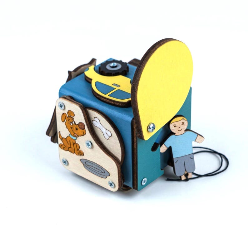 Busy Cube Motor Skills Cube Wooden Toy Gift Ideas for a 1st Birthday image 1