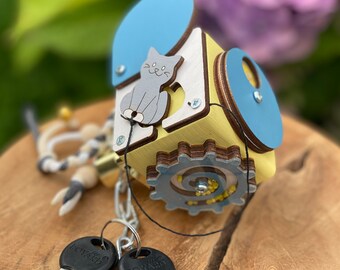 Busy Cube Motorikwürfel aus Holz Montessori Lernspielzeug