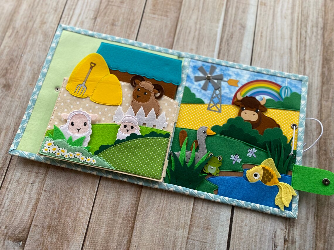 KLINTOS Montessori Quiet Book Bauernhof - 22-in-1 Filz Spielzeug Ab 1 Jahr Busy Board