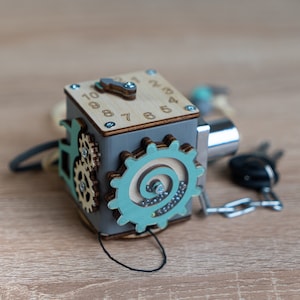 Busy Cube Wooden Motor Skills Cube Montessori Sensory Toy
