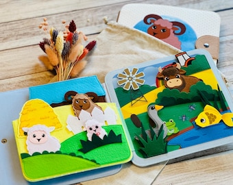 Quiet Book, Silent Book, Busy Book Farm, Animals, Sensory Children&#39;s Book Montessori