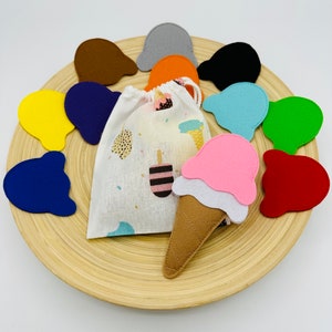 Children's game game ice cream parlor ice cream made of felt counting game Montessori activity toy shop accessories kitchen