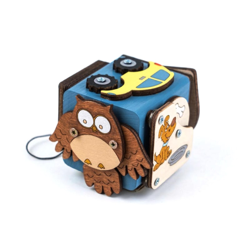 Busy Cube Motor Skills Cube Wooden Toy Gift Ideas for a 1st Birthday image 2