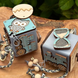 Busy Cube Wooden Motor Skills Cube Montessori Sensory Toy Activity Cube