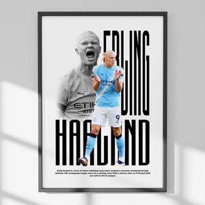 Erling Haaland Poster – Man City Wall Art, Football Print, Soccer Gift, Premier League Decor, Minimalist Sports Illustration