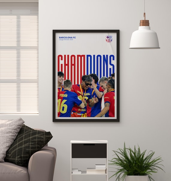 Barcelona La Liga Champions Poster: 2025 Football Celebration