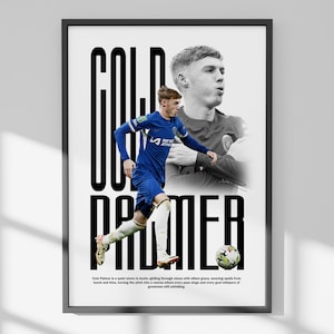 Pôster de Cole Palmer – Arte de Parede do Chelsea Football | Impressão Digital para Fãs de Esportes, Caverna do Homem ou Decoração de Quarto de Adolescente