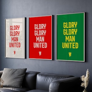 Manchester United Poster | Glory Glory Man United Wall Art | MUFC Football Print | Red Devils Decor | Digital Download