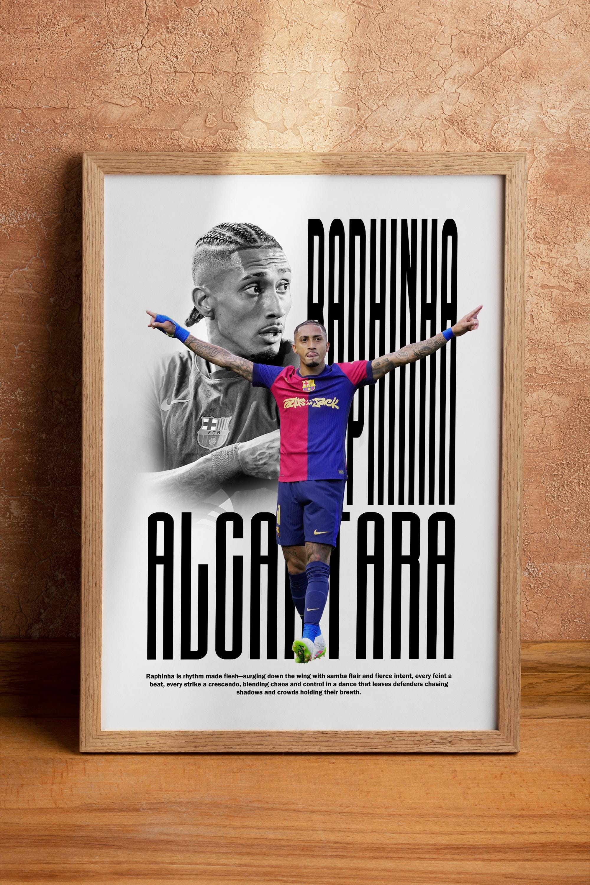 ラフィーニャ FCバルセロナ ポスター：ミニマリスト サッカー