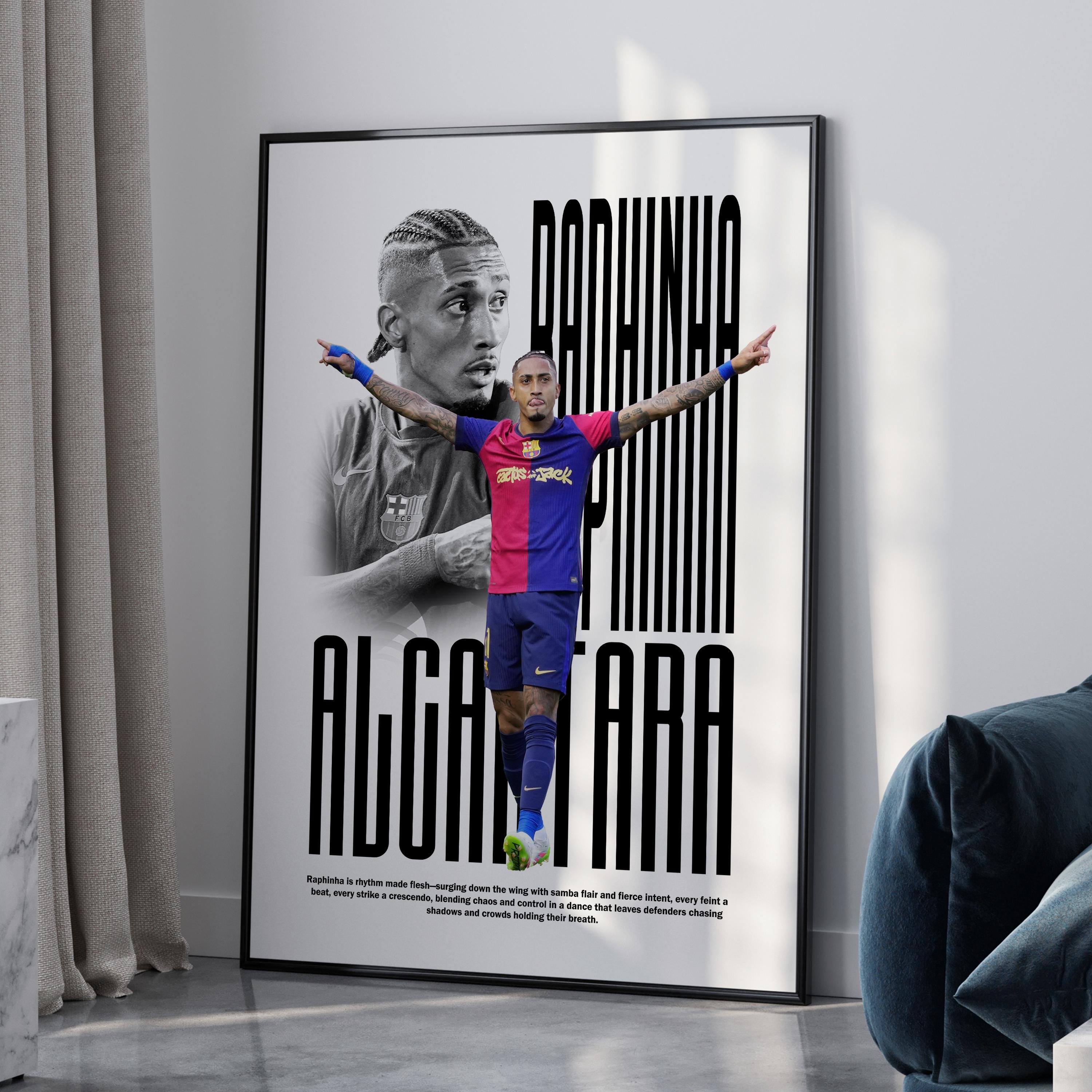 ラフィーニャ FCバルセロナ ポスター：ミニマリスト サッカー ウォール