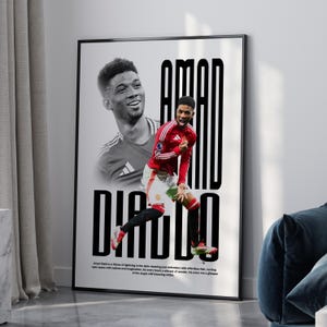 Amad Diallo Poster Manchester United | Soccer Wall Art | Football Print Decor | Man Utd Gift | Winger Artwork for Fans