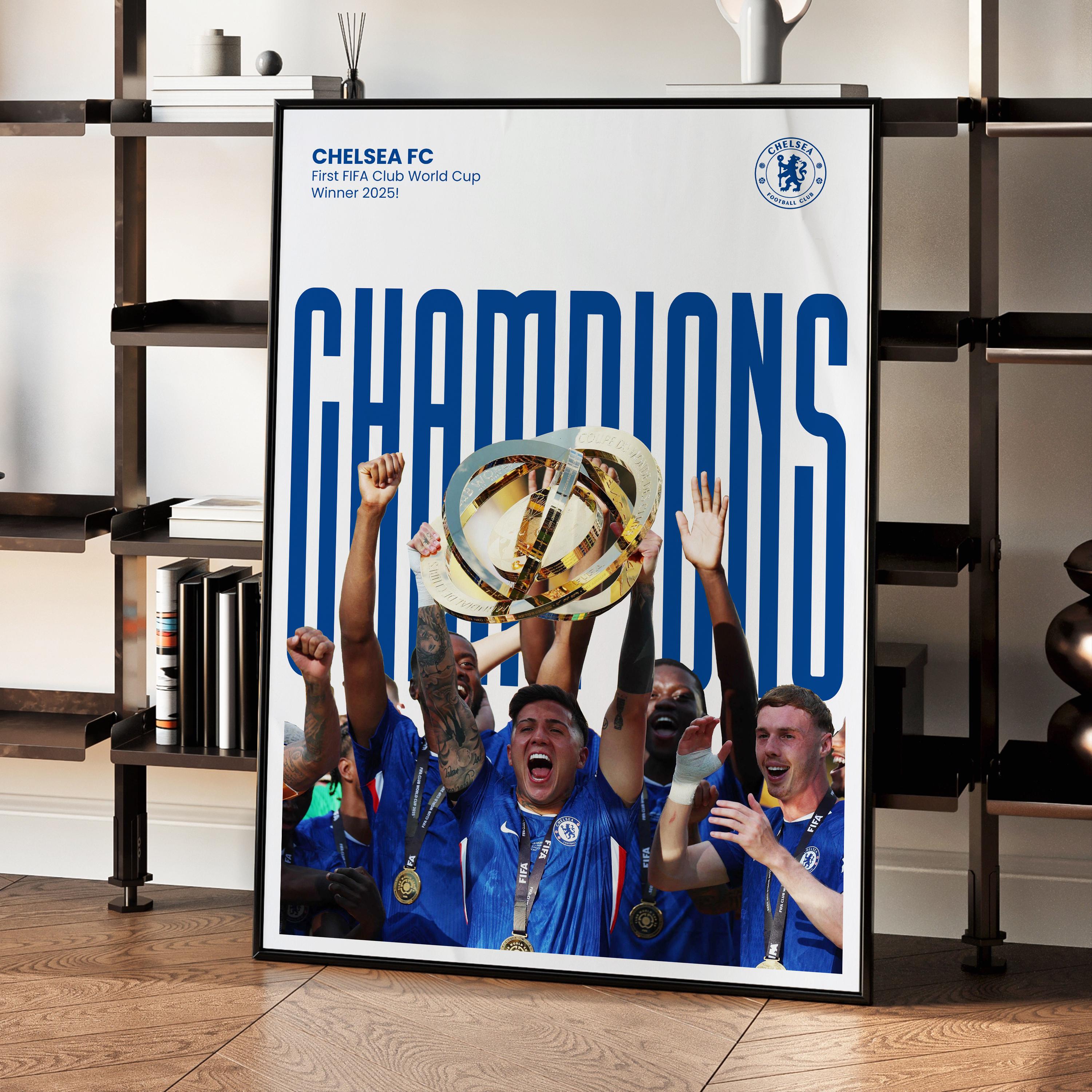 Chelsea FC Club World Cup Champions 2025 Poster | Digital Wall Art