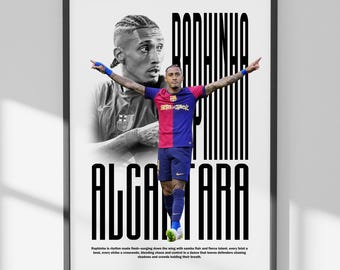 Barcelone/リオペラ/ポスター ラフィーニャ FCバルセロナ ポスター：ミニマリスト サッカー ウォール