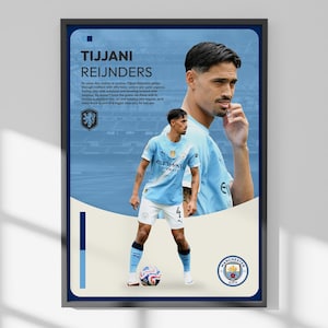 Tijjani Reijnders Poster | Man City Wall Art | Dutch Midfielder Print | Football Decor 2025 | Manchester City Poster Gift