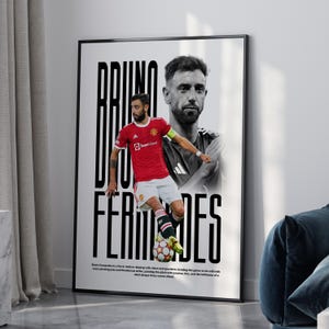 Bruno Fernandes Poster Manchester United | Football Wall Art | Soccer Print Decor | Man Utd Gift for Fans | Midfielder Artwork