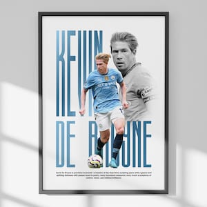 Pôster de Kevin De Bruyne | Impressão artística do Manchester City Football | Decoração de parede de futebol para fãs