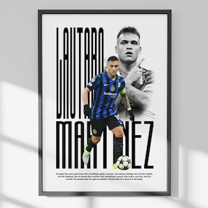 ラウタロ・マルティネスのポスター – インテル・ミラノのサッカーウォールアート | スポーツファン、男の隠れ家、ティーンの部屋の装飾に最適なデジタルプリント