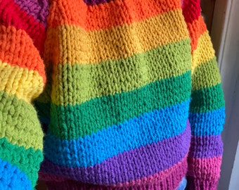 Adults Rainbow Sweater Jumper size 10 - 12 U.K ~ Ready To Ship!