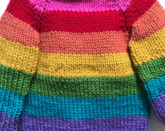 Kids rainbow hand knit jumper size 2-4 years ~ ready to ship