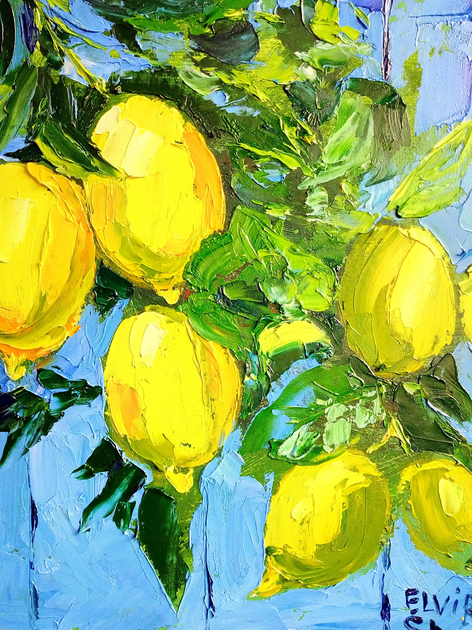 Lemon tree painting Fruit Original art Citron painting Lemon Etsy