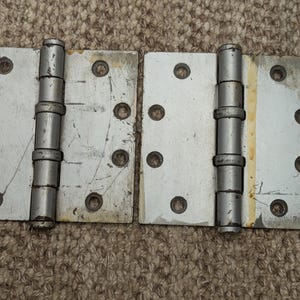 Pair Of McKinney 4 1/2&quot; x 4 1/2&quot; Antique Steel Ball Bearing Door Hinges
