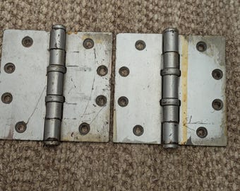 Pair Of McKinney 4 1/2" x 4 1/2" Antique Steel Ball Bearing Door Hinges