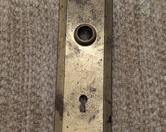 Antieke 2 3/4" x 10" stalen deurknopplaat