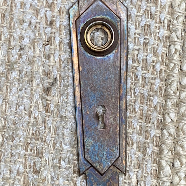 1 3/4" x 7 1/16" Antique Stamped Brass Door Knob Plate Hardware