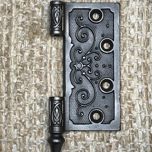 4 1/2&quot; x 4 1/2&quot; Half Antique Ornate Cast Iron Steeple Hinge Half- Right Side Only Pat. 1877