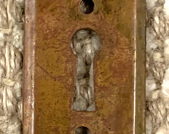 Antique Stamped Brass Key Hole Cover Escutcheon