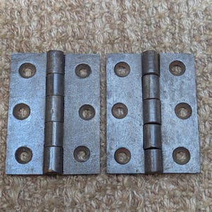 Par de 2 dobradiças de ferro fundido antigo de 3/16&quot; x 3&quot; para porta