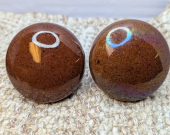 Pair Antique Brown Porcelain Door Knob Door Hardware
