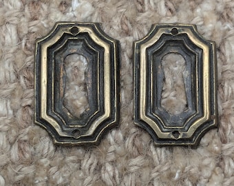 Pair Of Antique Brass Key Hole Cover Escutcheons