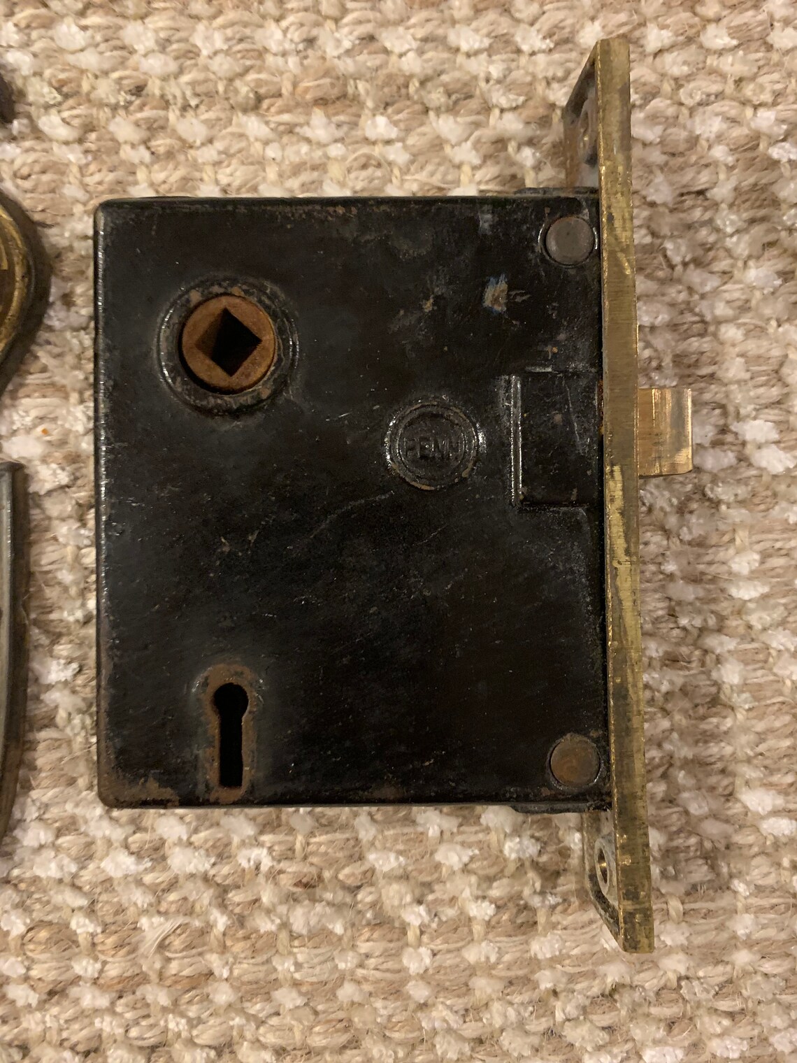 Vintage Penn interior mortise lock with door knob plates and Etsy