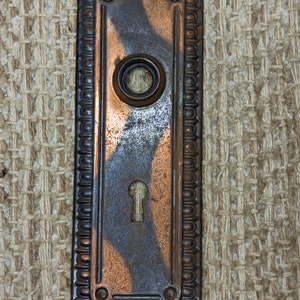 2 1/2&quot; x 7&quot; Antique Egg & Dart Stamped Steel Door Knob Plate