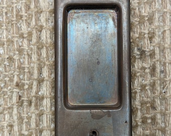 Single Antique Stamped Brass Pocket Door Hardware Pull