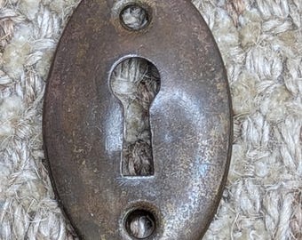 Antique Stamped Brass Key Hole Cover Escutcheon