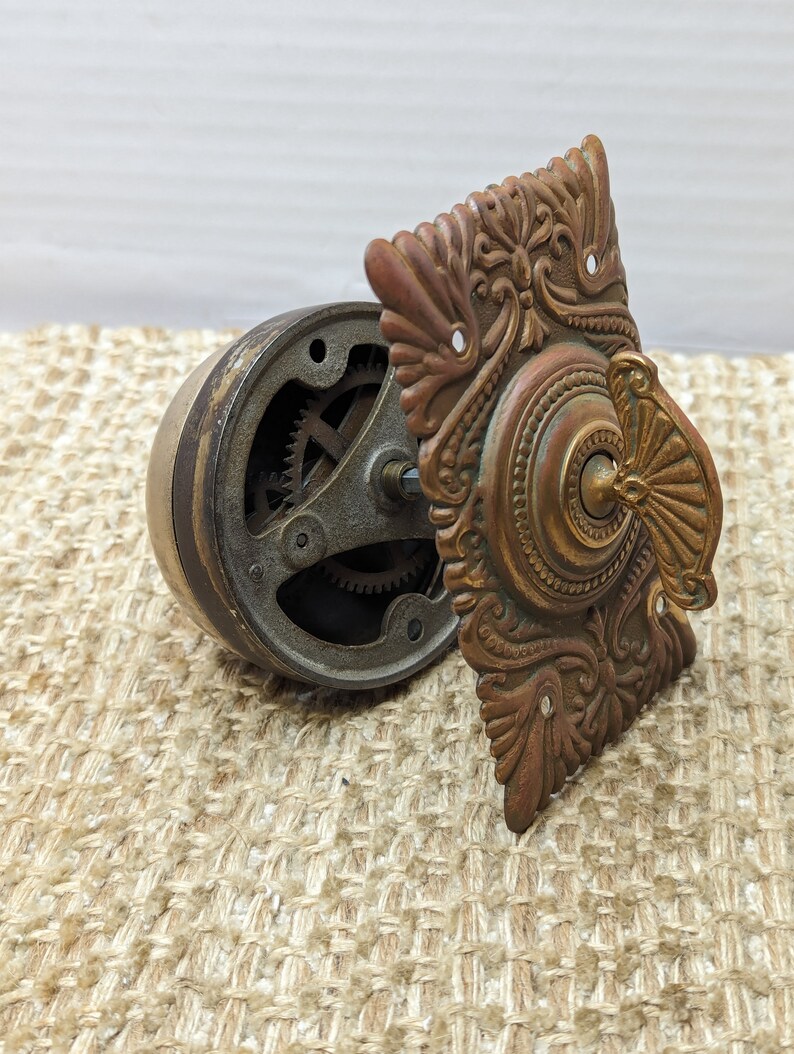 Antique Working Mechanical Doorbell With Decorative Brass Twist Turn
