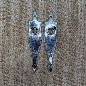 Paar Türknaufplatten aus antikem Messing, 1 3/4" x 7"