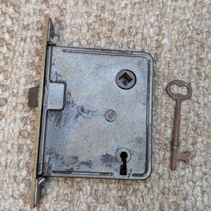 Antique Interior Mortise Lock Door Hardware #1-2-3 With Key